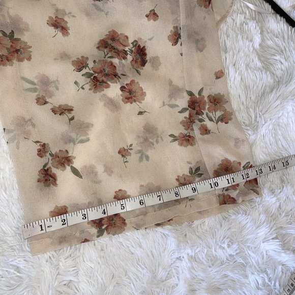 Flair the Label Jumpsuit Women’s MEDIUM Beige Tan Floral Halter Tie Neck Ruffles - Picture 11 of 12